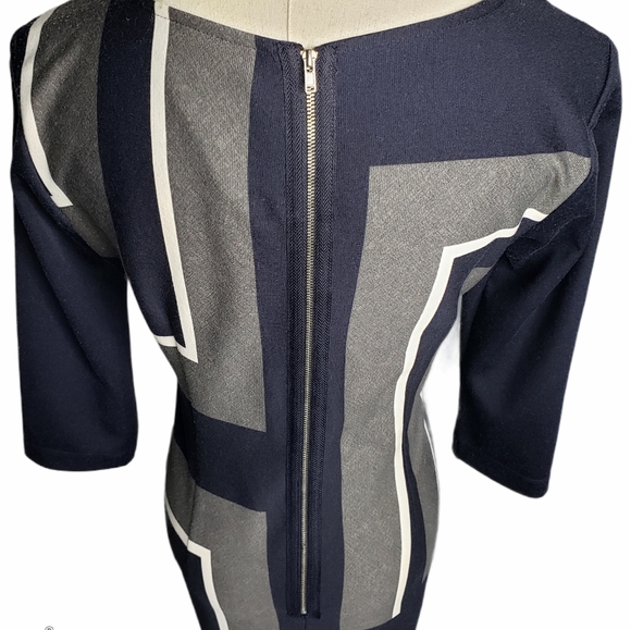 Danny & Nicole 3/4 Sleeve Shift Geometric Colorblock Mod Office Business Petite - Picture 14 of 15